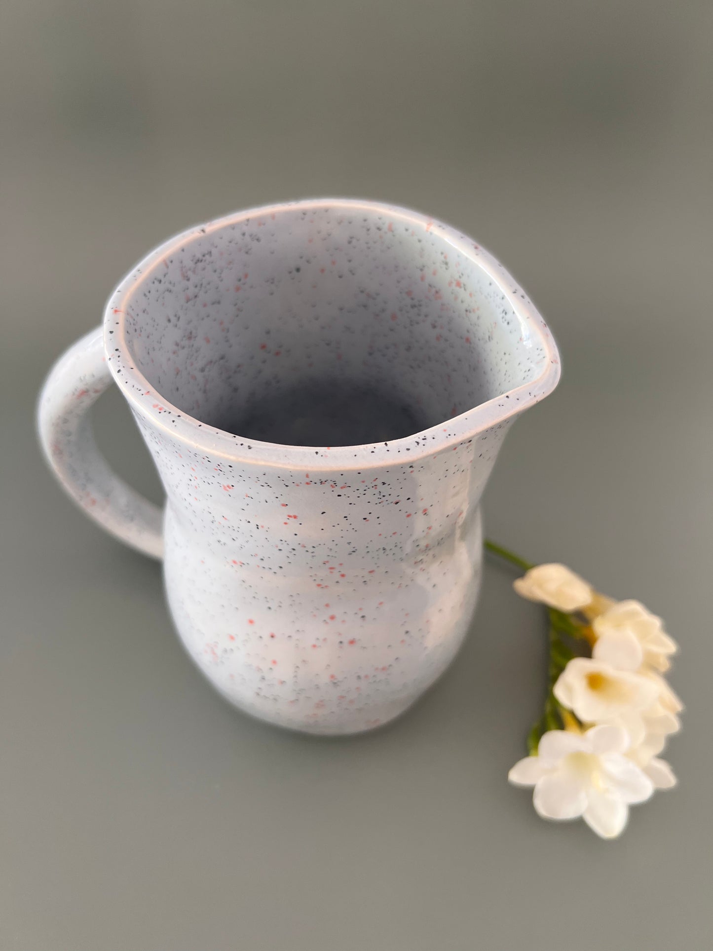 Blue speckled jug