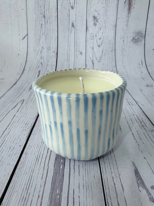 Blue Stripe Candle