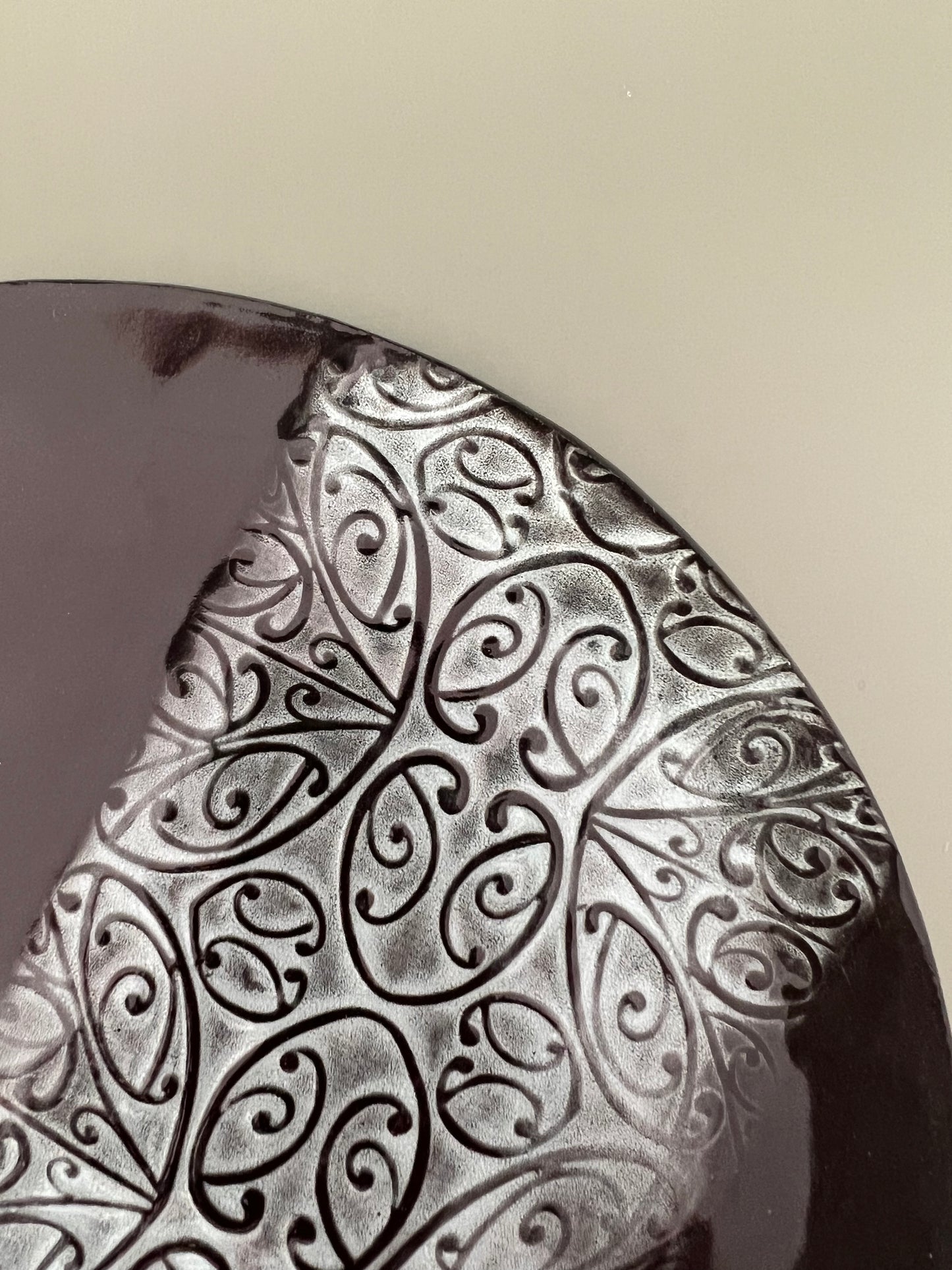 Black clay dinner size plate