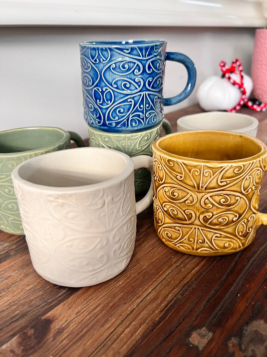 Māori Design Mug - Mustard Glaze