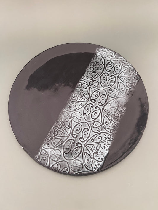Black clay dinner size plate