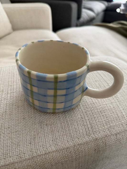 Blue tartan cup