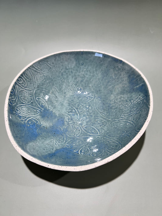 Stoneware Peacock bowl