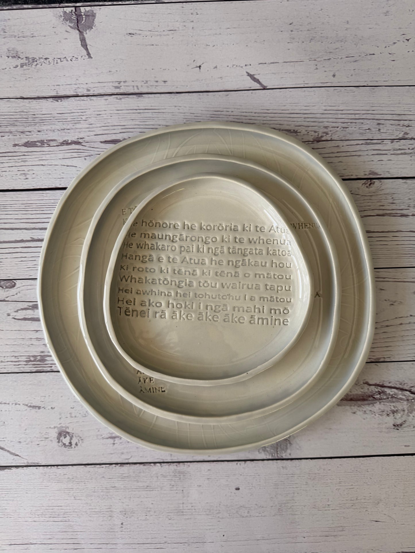 3 piece platter set - off white glaze