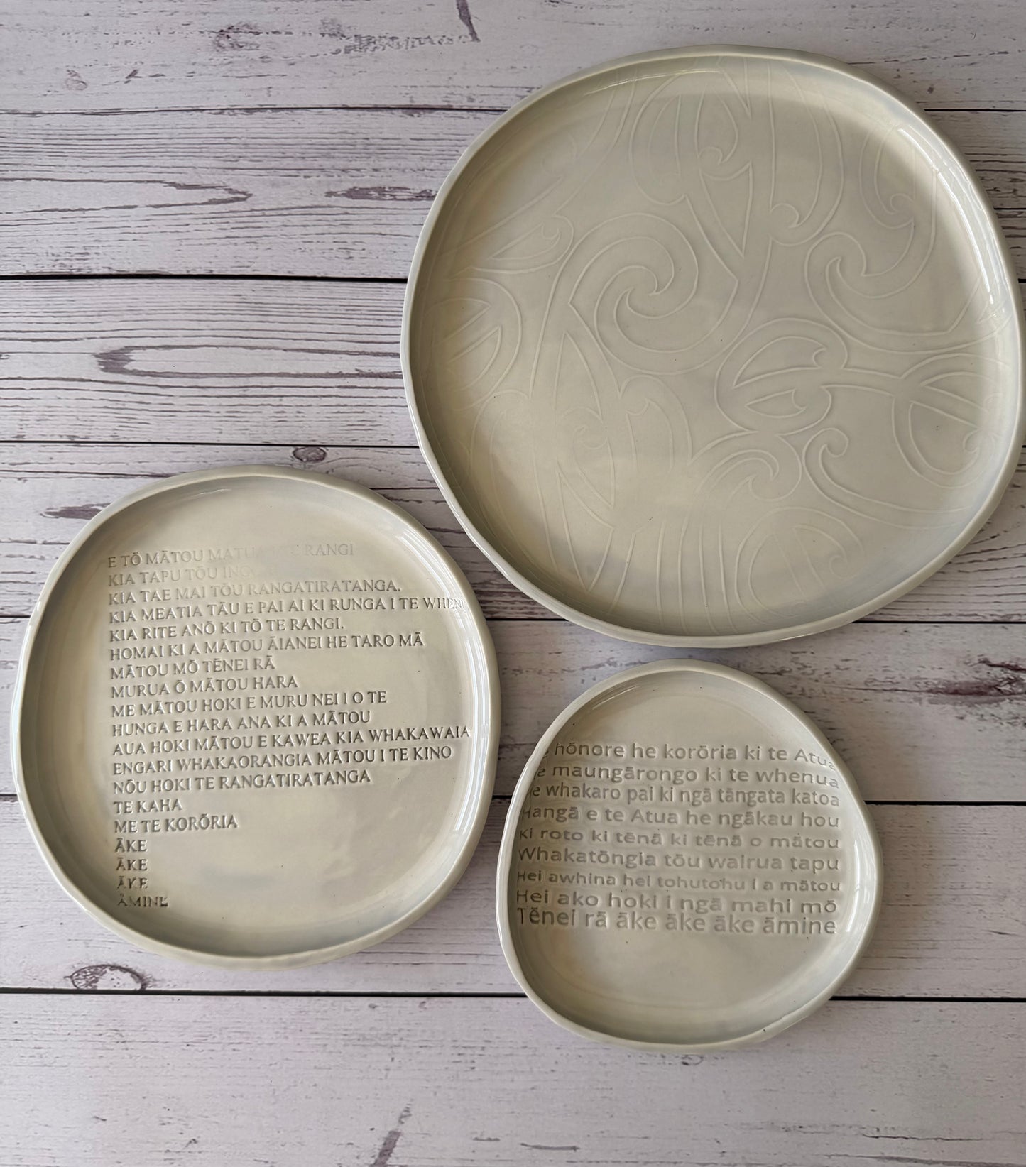 3 piece platter set - off white glaze