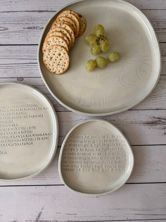 3 piece platter set - off white glaze
