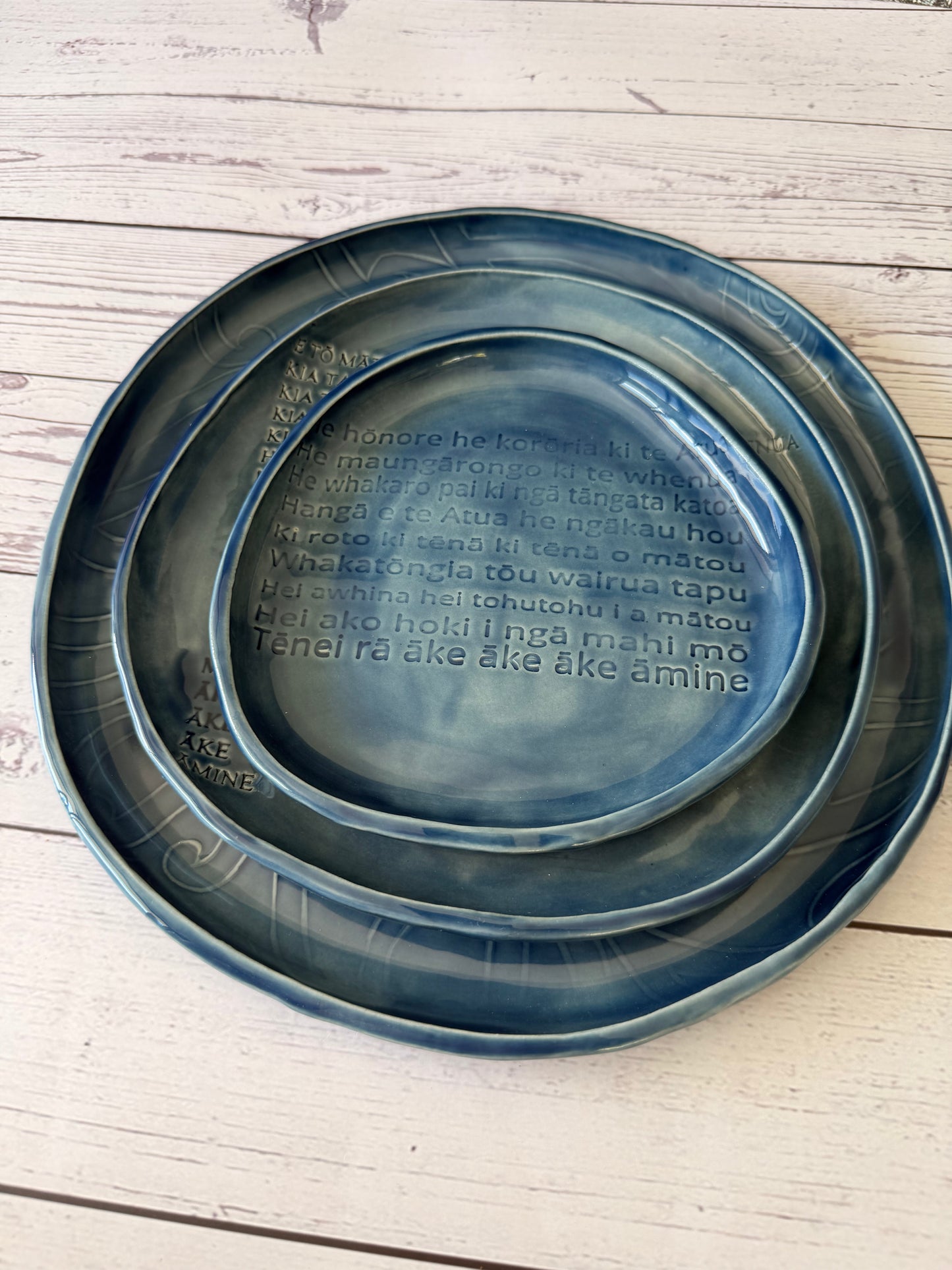 3 piece platter set - Dark Blue