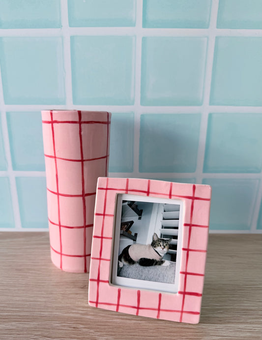 Pink with red stripe frame