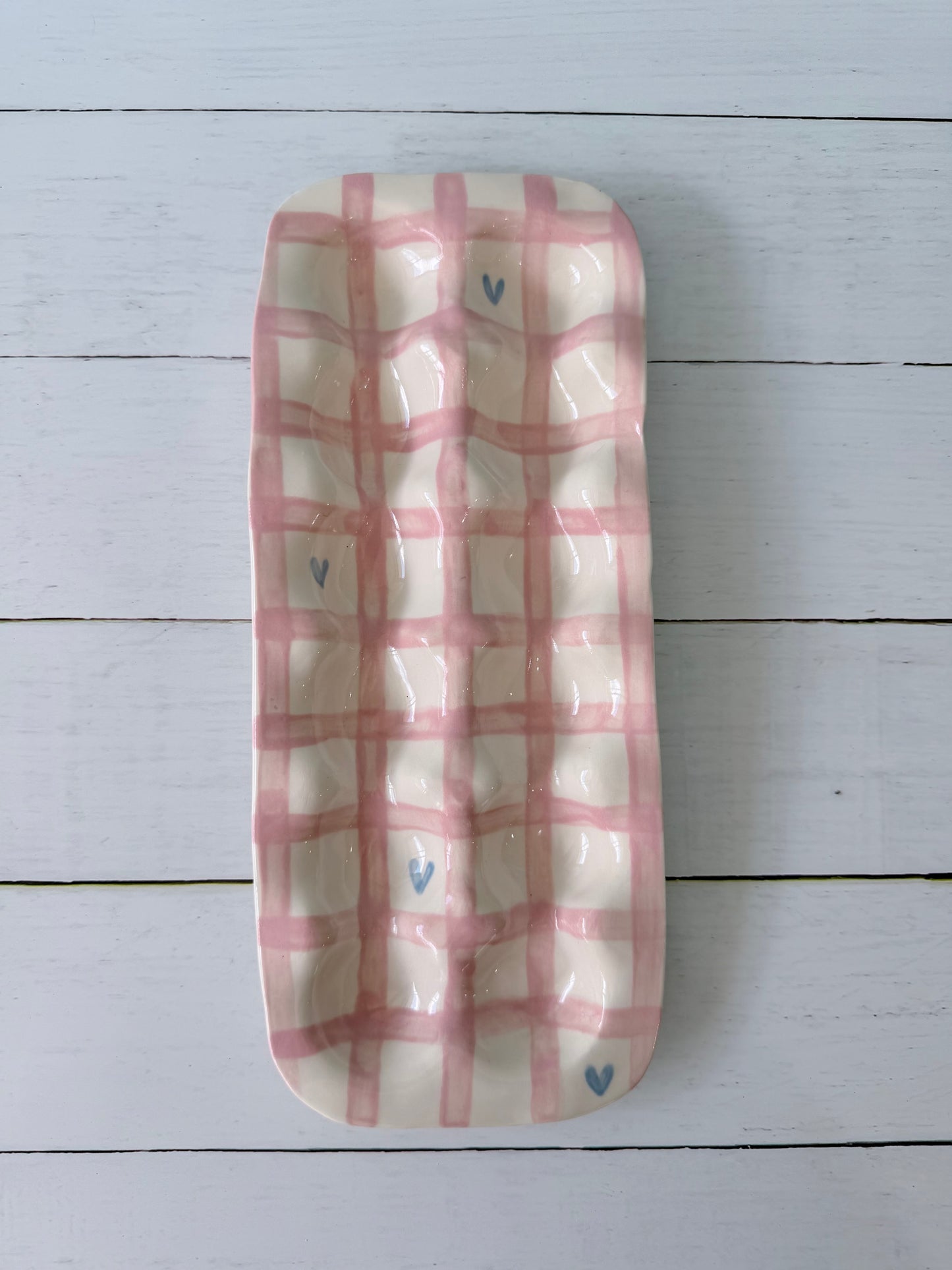 Pink stripe egg carton
