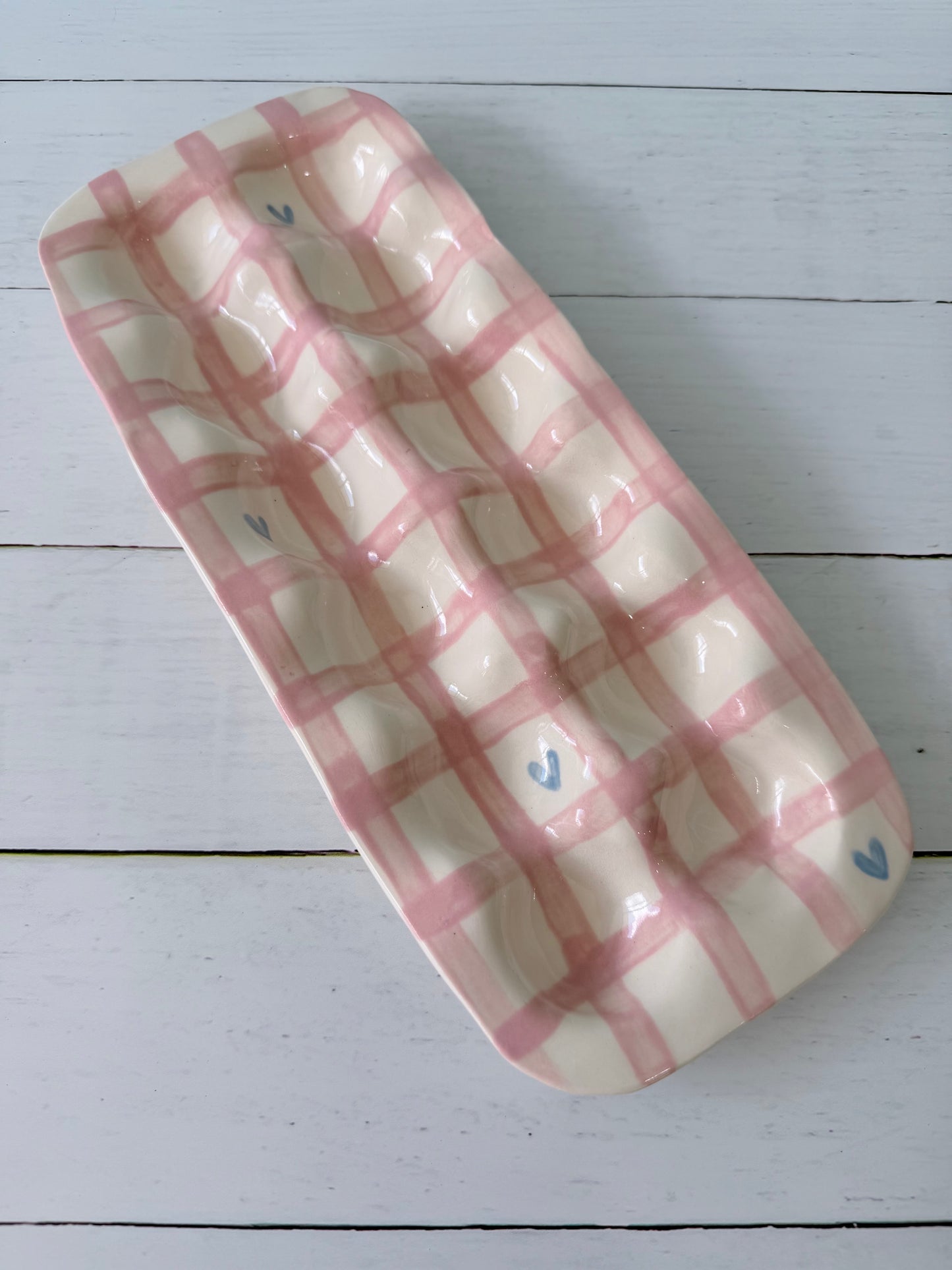 Pink stripe egg carton