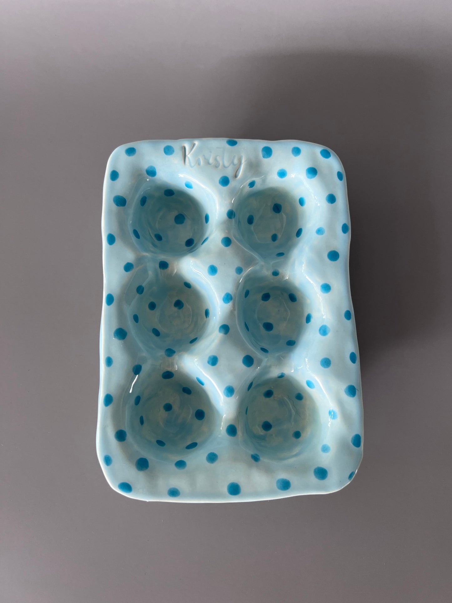 Baby blue polka dot egg tray - CONTACT US FOR ORDERS