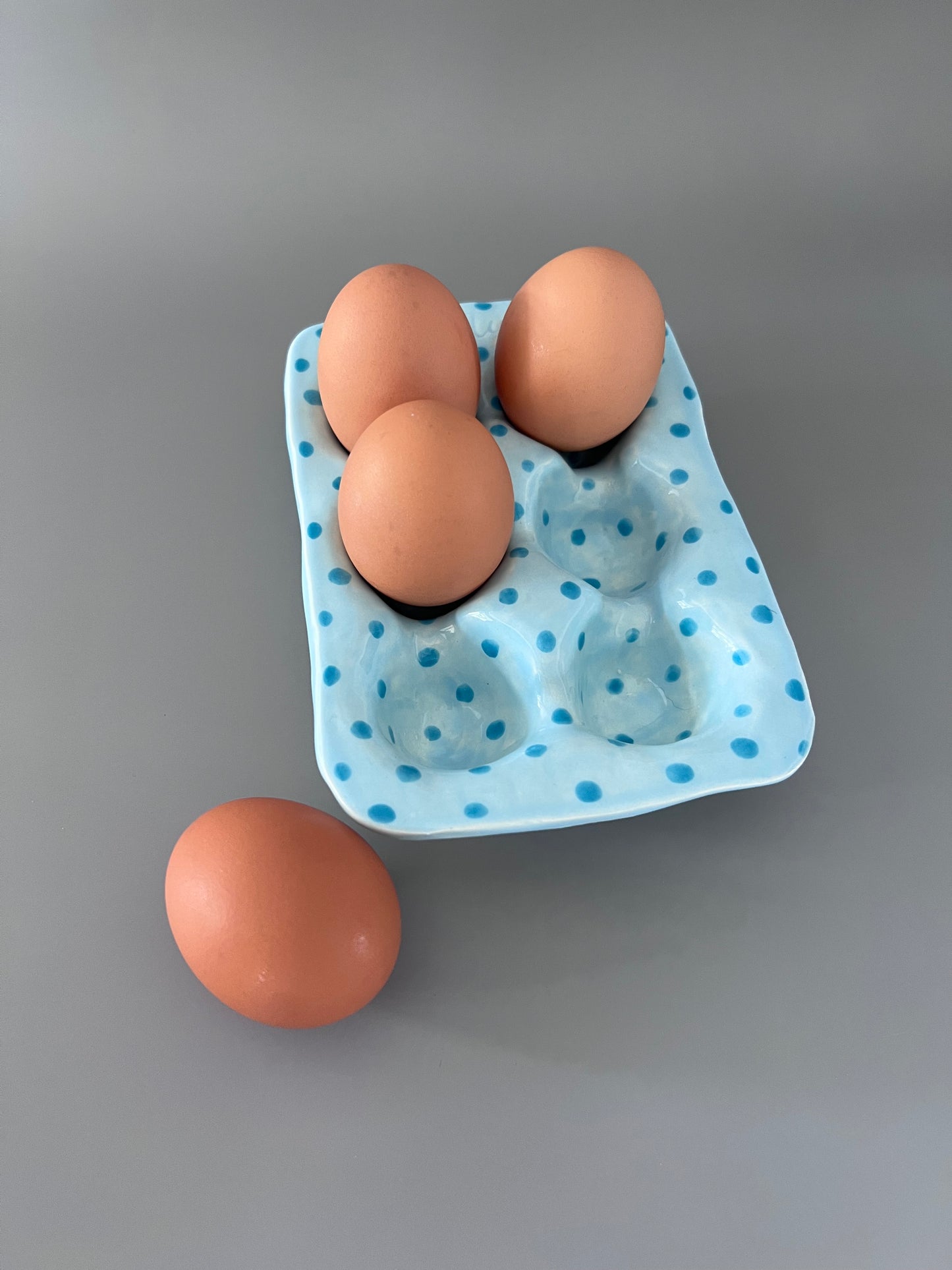 Baby blue polka dot egg tray - CONTACT US FOR ORDERS