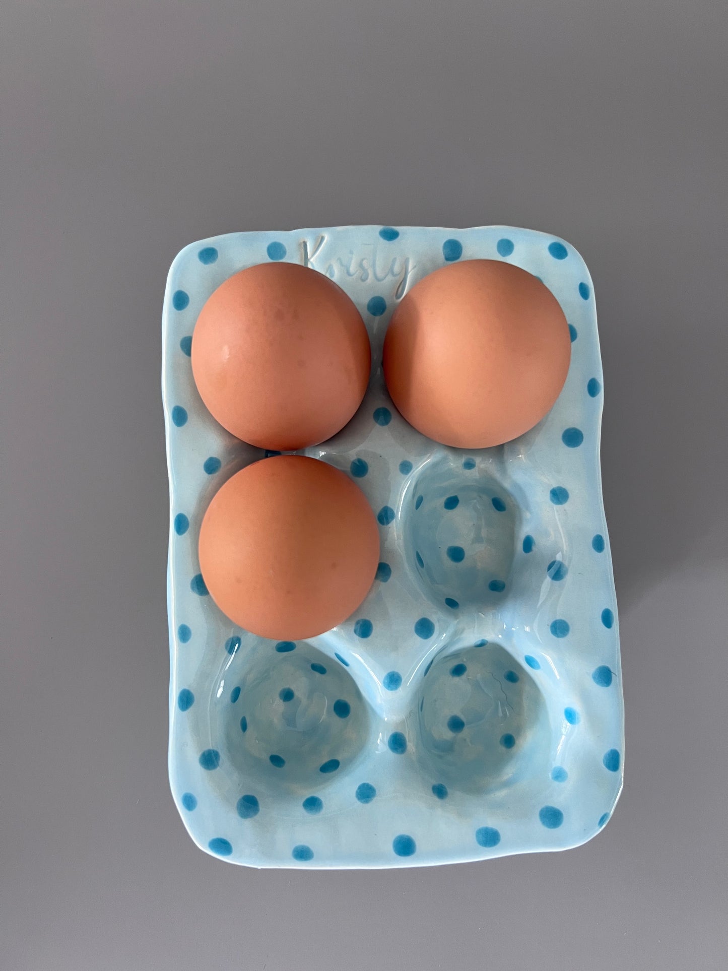 Baby blue polka dot egg tray - CONTACT US FOR ORDERS