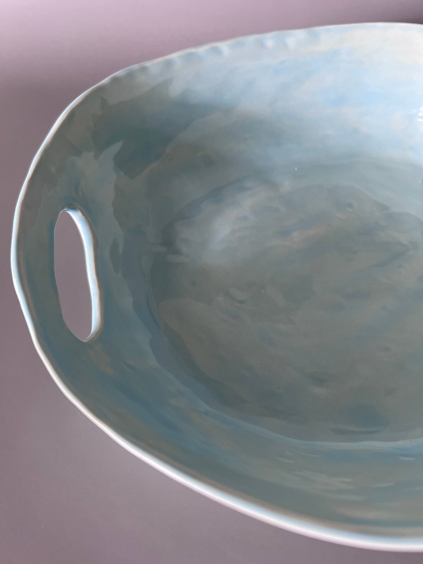 Light blue bowl with handles