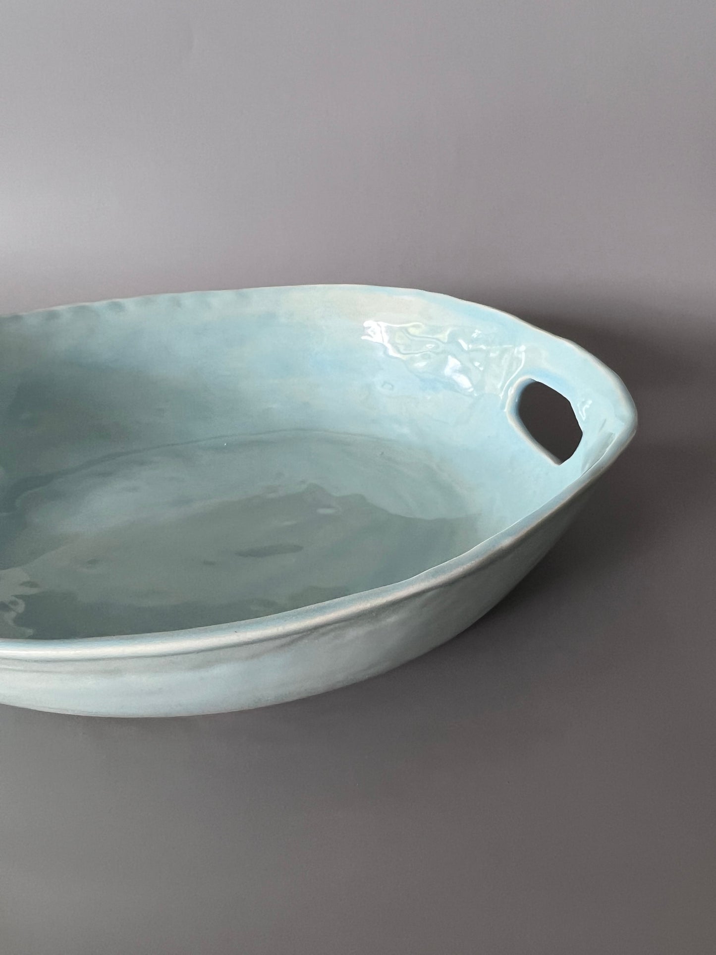 Light blue bowl with handles