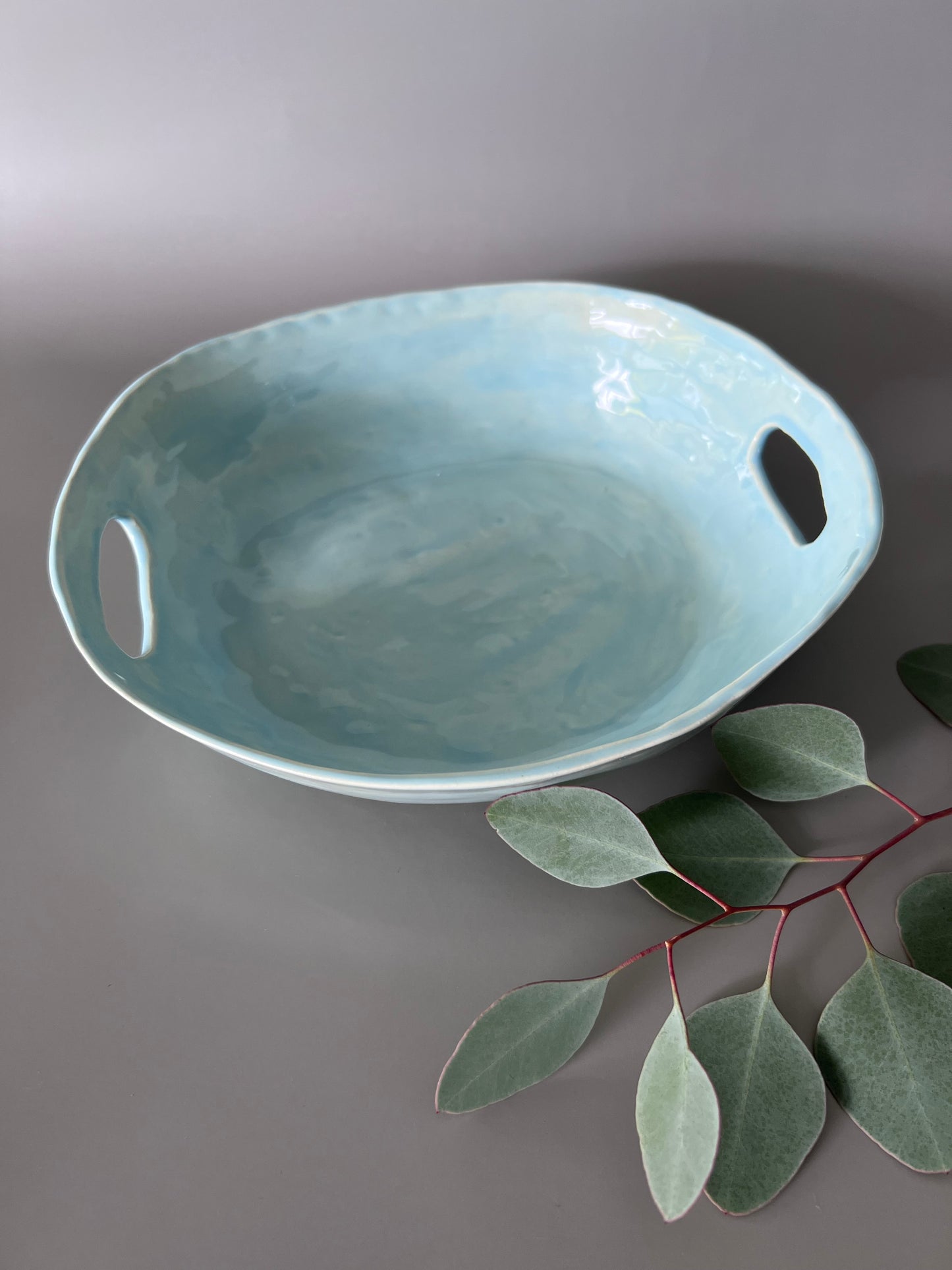 Light blue bowl with handles