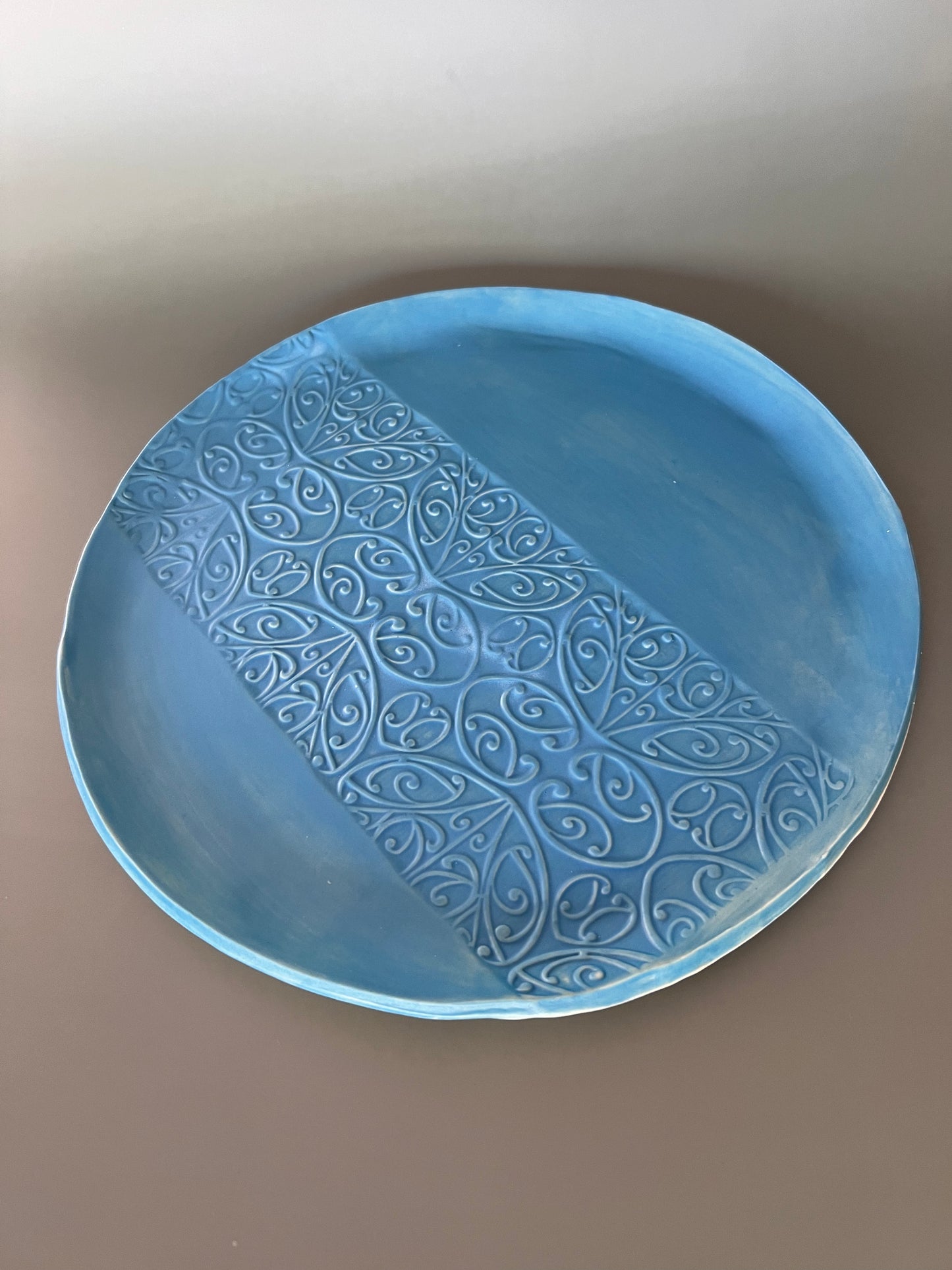 Matte blue dinner size plate