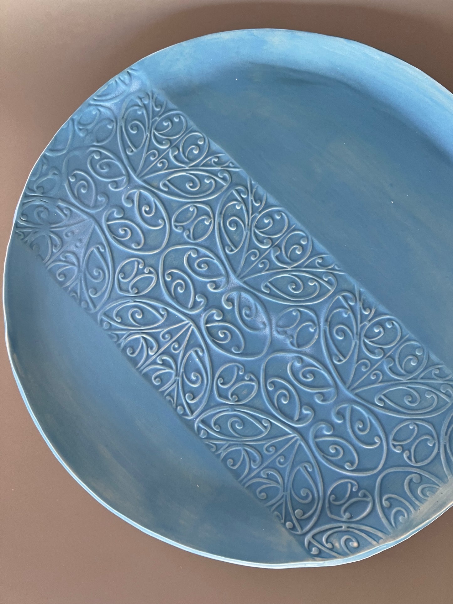 Matte blue dinner size plate