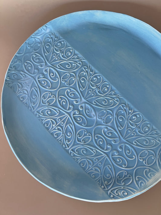 Matte blue dinner size plate