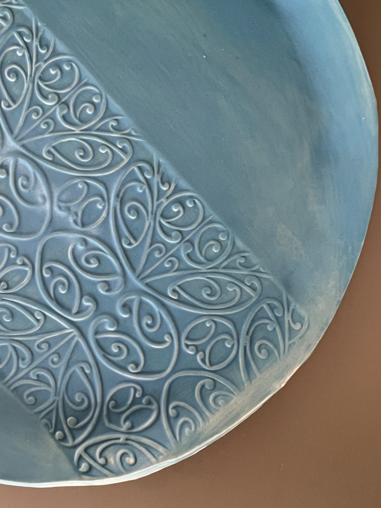 Matte blue dinner size plate